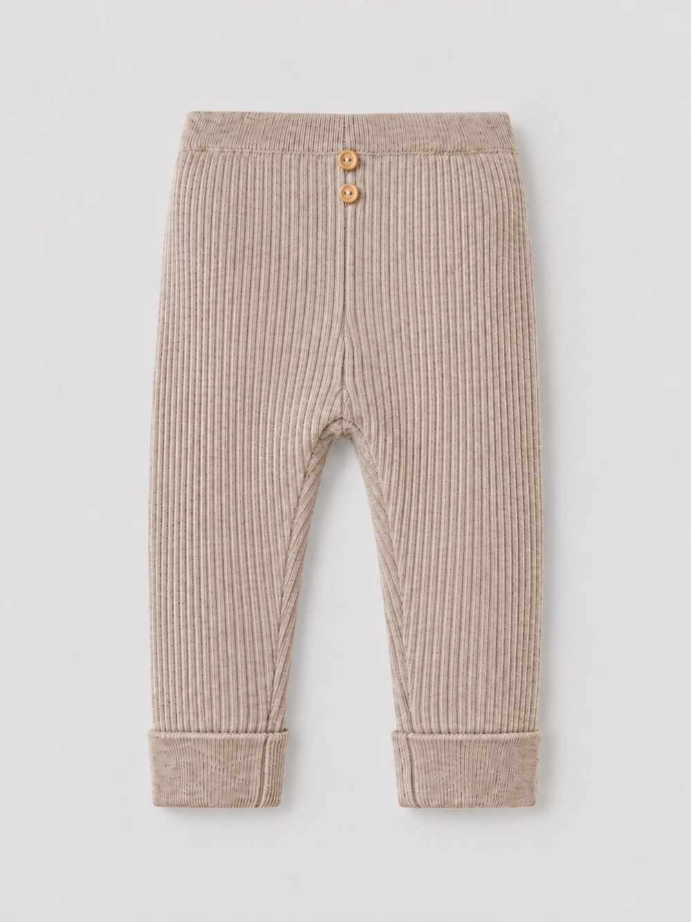 Zara Light Brown Ribbed Knit Pants